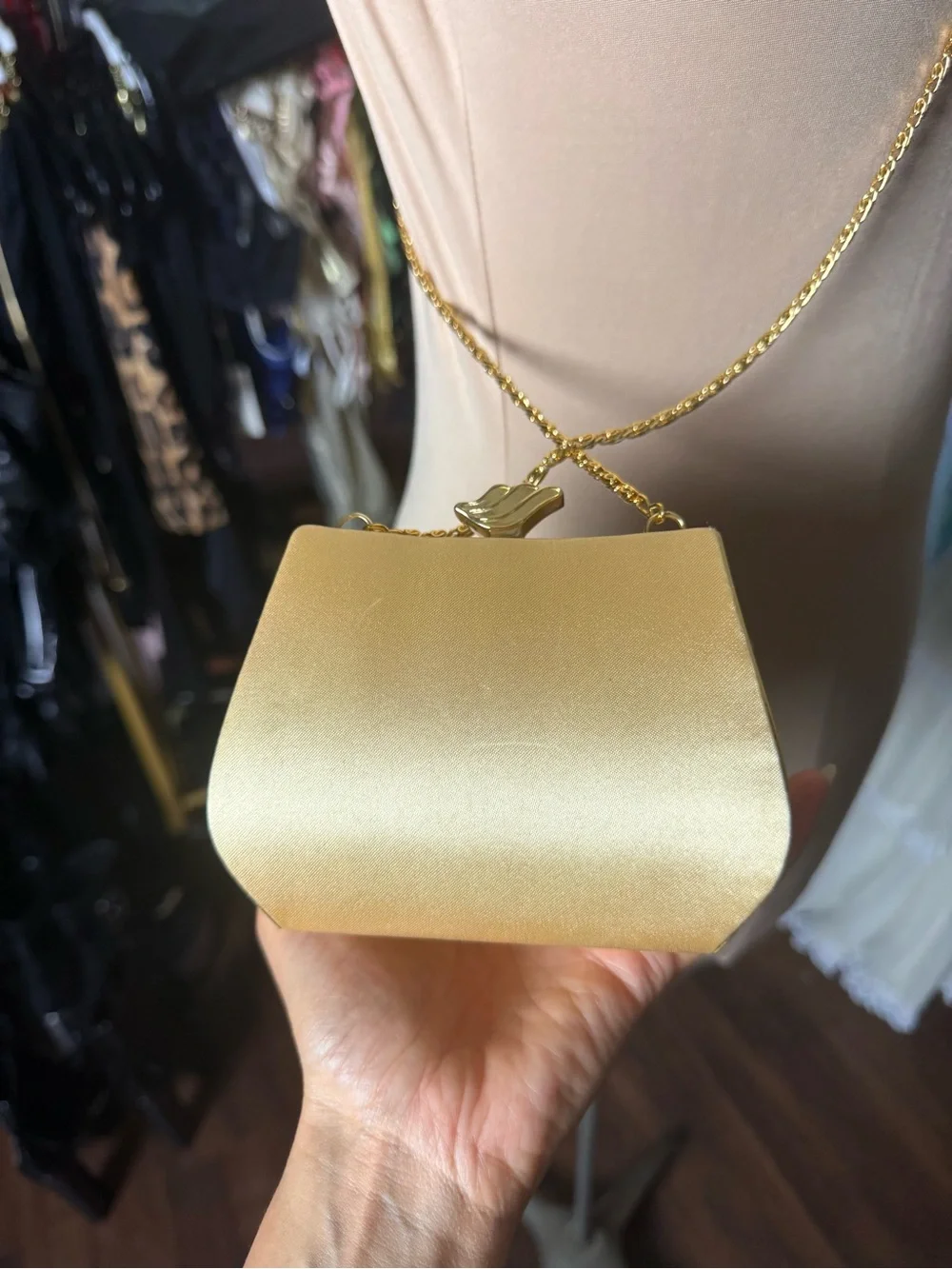 Vintage Jessica McClintock Gold Evening Clutch Bag